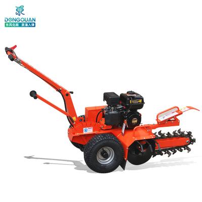 China Cultivate 7HP Gasoline Garden Drainage Trencher Farm Mini Trencher Walk Behind Mini Chain Trencher For Laying Cables for sale