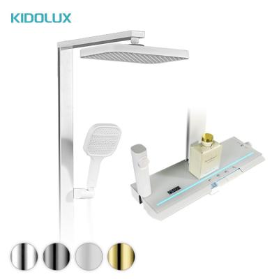 China With Slide Bar Kidolux 2024 Tiktok Trend Piano Key Thermostatic Rainfall LED Shiny Bathroom Digital Display Shower Mixer System Set for sale