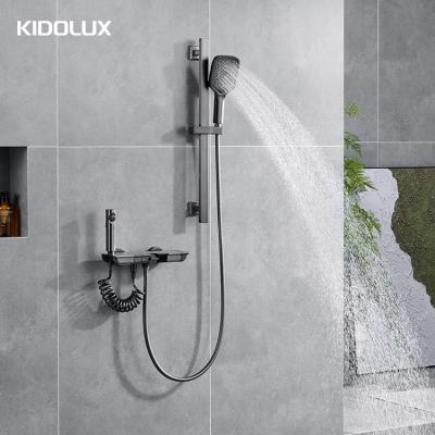 China With Slide Bar Kidolux Thermostatic Shower System With Temperature Display Digital Shower Set with 3 Water Outlet Modes Shower Head for sale