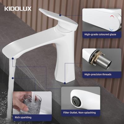 China Mixer Kidolux Simple Durable Copper Bathroom Sink Faucet Washbasin Taps Single Hole Mixer Countertop Mount Basin Faucet for sale