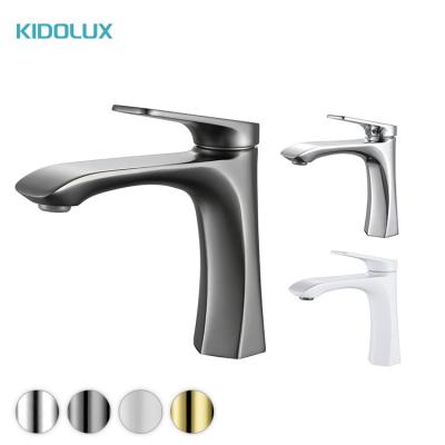 China Mixer Kidolux Guangdong Brushed Gun Grey HQ Basin Faucet Single Level Bathroom Wash Basin Faucet Mixer Water Taps Lavatory Faucet for sale