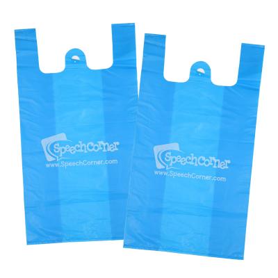 China Custom Logo High Quality Reusable Biodegradable PE Material Plastic Vest Shopping Bags for sale