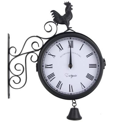 China Classy Double Face Metal Design Quartz Analog Wall Clock Analog Large Art Garden Clocks Retro Luxury Antique Decorative Double Sided Outdoor for sale