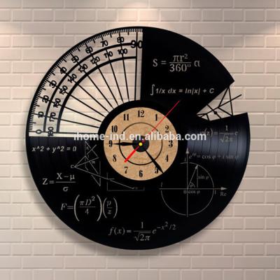 China Antique Style Vinyl Record 3D Frameless CD Design Math Clock For Living Room Decoration Digital Wall Clock Quartz Analog Home Antique Style for sale