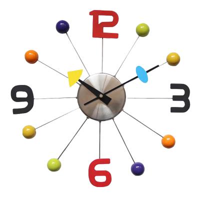 China Creative Colorful Metal Ball Rolling Decorative Clock Wall Clock For Home Decor / Promotional Gift Digital Wall Clock Reloj Pared Clock for sale