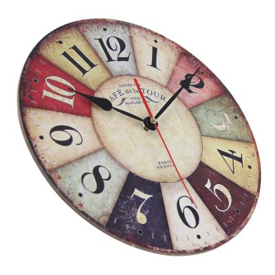 China Ideas Wall Clock Vintage MDF CREATIVE Manufacturing Classic Small Wall Clocks Around Large Retro MDF Wall Clock Quartz Analog Wood for sale