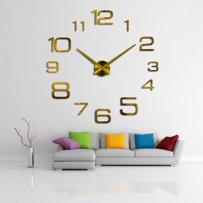 China 2021 New Creative 3D Wall Clock Diy Size Large Mirror Wall Stickers Clock Decor Brief Reloj Home Living Room Decorative Duvar Saati for sale