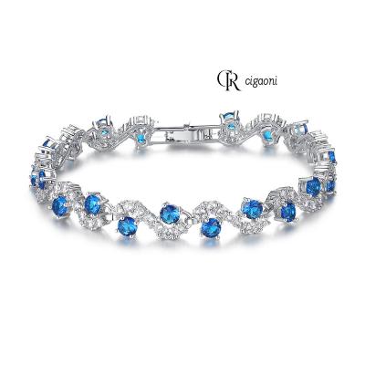 China Cigaoni FASHIONABLE 2023 NEW luxury blue copper rhinestone Zircon rhinestone fashion jewelry fine bracelets & bangles women's accessories for sale