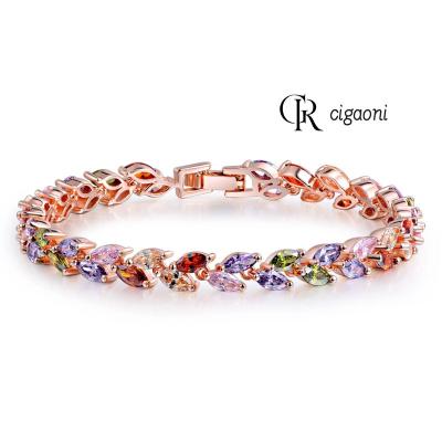 China 2023 Cigaoni Zircon Bracelet FASHIONABLE Jewelry Copper Colored Zircon Silver Multicolor Luxury Gold Plated Fine Fashion Jewelry Bracelet for sale