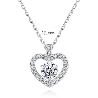 China 2023 product luxury heart hollow copper inlaid zirconia fashion jewelry dropshipping necklace for sale