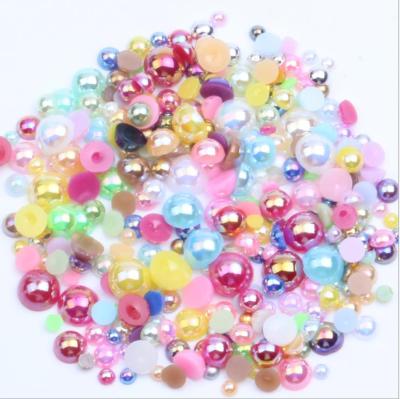 China Colorful Nail Art Rhinestones Jewelry Decoration 3mm-10mm Color Pearl Candy Color Semicircle Flatback 2mm Half Round AB Compass for sale