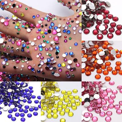 China Wholesale Colored Non-Hot 6mm Flatback Fix Rhinestones Resin Flatback 2mm 3mm 4mm 5mm Glue On Round Stones For DIY Crafts for sale