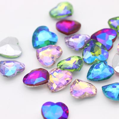 China Colorful Red Rhinestones 3D Glass Crystal Rhinestone Loose Pointback Heart Shape AB Rhinestone for DIY Clothes or Jewelry Decoration for sale