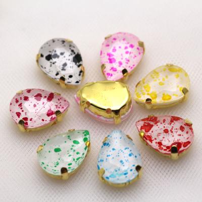 China Flatback Eggshell Color Droplet Sew On Rhinestone With Claw Glass Sew On Crystal Stones DIY Seam and Dress Fabric for sale