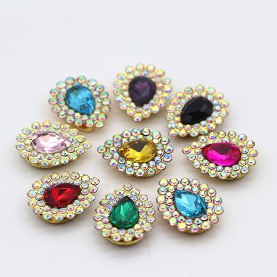 China Flatback Waterdrop Flower Gold Base Sew On Rhinestone Mix Color Crystal ab Rhinestone For DIY Wedding Clothes Decoration for sale