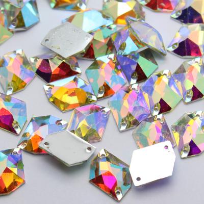 China Flatback 16x20mm shape COSMIC crystal ab sew on rhinestones with Flatback rhinestone sew on clothes Crystal Strass Spacer for sale