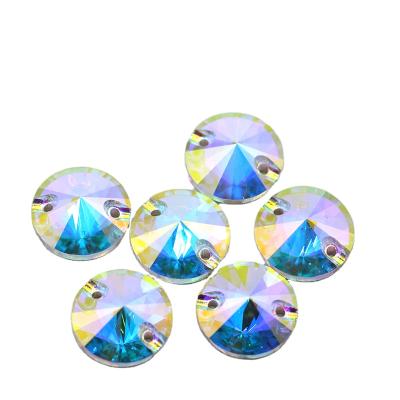 China Top Quality Flatback Round K9 Crystal ab Sew On Rhinestone Crystal Rhinestone Buttons For Wedding Dress Apparel Decoration for sale