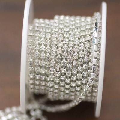 China Wholesale Flatback Crystal Clear Rhinestone Cup Chain Rhinestone Glass Trim For Nail Art Cloth Bags Decoration for sale