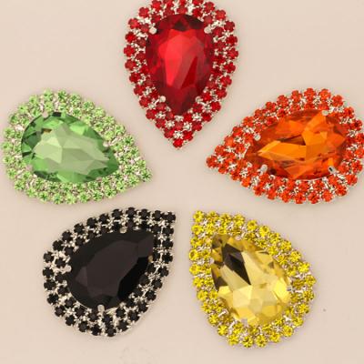 China Colorful Waterdrop Flatback Big Size Rhinestone Buttons Sew On Rhinestone Applique For Clothes Shoes Dance Dress Decoration for sale