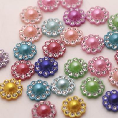 China Half Flatback 12mm Mix Color Round Bead Diamond Beads With Rhinestones Glue On Bead Flower Clothing Decoration Bead DIY Crafts for sale