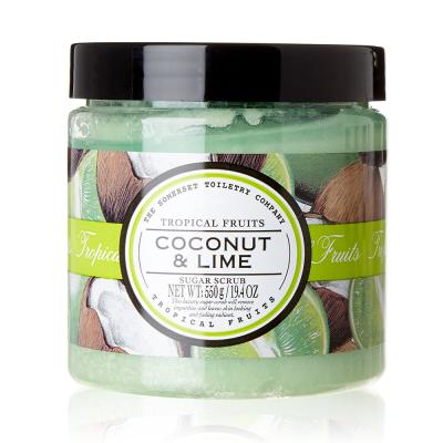 China Exfoliator Private Label Fruits Exfoliating Sugar Scrub Coconut Lime Body Scrub for sale