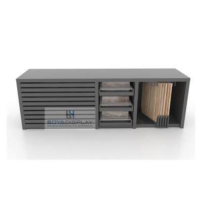 China Durable 2021 New Products Customized Tile Sample Show Table Drawer Wooden Display Cabinet for sale