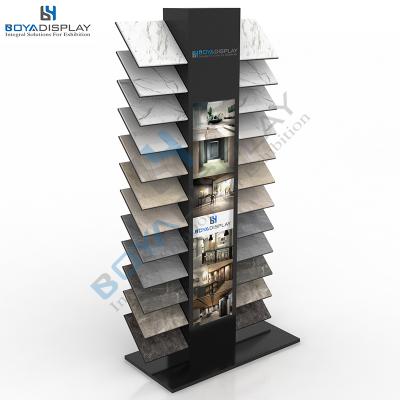 China High Quality Durable Luminous Quartz Stone Sample Display Stand Ceramic Tile Stone Floor Display Rack for sale