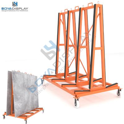 China Large Durable Marble Stone Tile Slab Factory Custom Display Stand Rack Display Rack With Wheels for sale