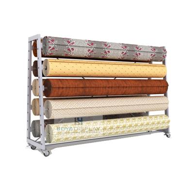 China Durable 2020 Customize New Mobile Rolling Up Cover Shop Carpet Display Rack Rack for sale