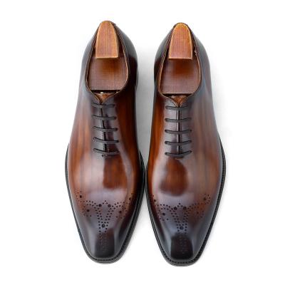 China ALF64-WH5 Stylish Handmade Cowhide Gentleman's Brogue Printed Genuine Leather Derby Dress Shoes Public Company Elegant Handmade Cowhide Brogue Suit Shoes for sale