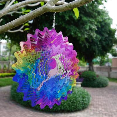 China New Design Art Decor Hourpark Garden Ornaments Hanging Stainless Steel 3d Metal Wind Silent Spinner for sale