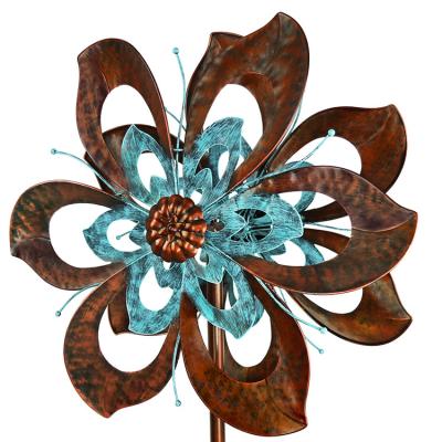 China Art Decor Hourpark Wind Spinner Garden Ornament 3D Knetic Metal Wind Copper Wind Spinners for sale