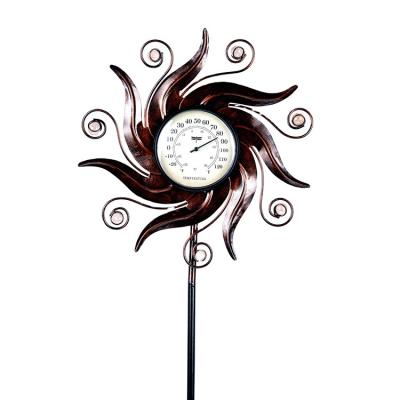 China Hourpark Wholesale Price Garden Thermometer Ornament Metal Digital Display Hygrometer Copper Garden Decor 23 x 23 x 51.9 inch for sale