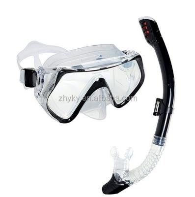 China (Male and Female)Adult Diving Mask and Snorkel Set for Adults, Wide View Mask Dry Snorkel Set Anti-fog Glass Diving Mask Snorkel Snorkel purge valve for sale