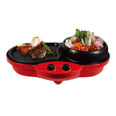 China Amazon Hot Selling Easily Cleaned Electric Home Kitchen Tableware Cooking Pan Bbq Electric Hot Pot Grill for sale