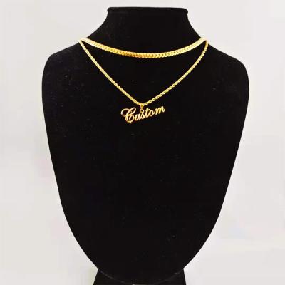 China Fashion Customized Double Layer Name Necklace Hip-hop Style Double Layer Charm Gold Charm Necklace Necklace for sale