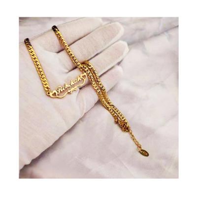 China New Fashion Jewelry Custom LOGO Necklace TRENDY Personalized Name Gold Plated Pendant for sale