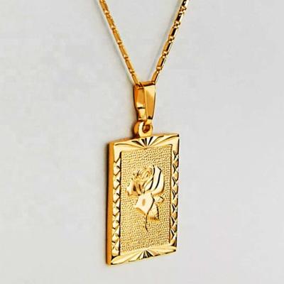 China Trendy Fashion Jewelry Bulk Necklace 18k Gold Stainless Steel Rose Necklace for sale