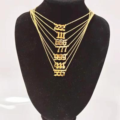 China New Angel Number Necklace Stainless Steel Hiphop necklace 2021 number 000-999 for number necklace gift for sale