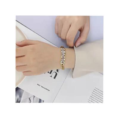 China Luxury Titanium Steel Charm Bracelet 18K Gold Plated Bracelet For Women's Birthday for sale