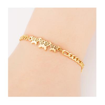 China Cute Figaro Butterfly Bracelet Ladies Gold Plated Chain Bracelet. for sale