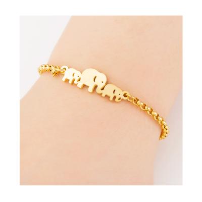 China Cute High Quality Gold Plated Stainless Steel Elephant Cartoon Bracelet Chain Wholesale. for sale