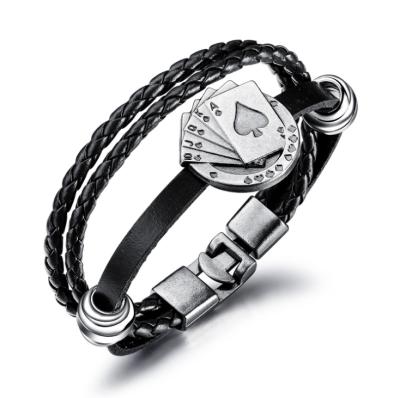 China Fashion Multi Layer Leather Rope Hand - Woven Loop Bracelet Men s Retro Magnetic Rope Bracelet for sale