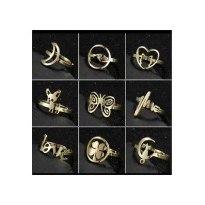 China Resizable Adjustable Gold Plated Stainless Steel Ring Wholesale for sale