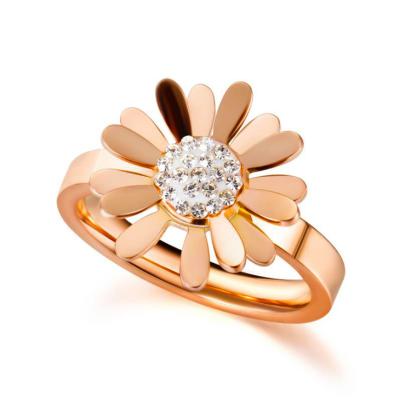 China Fashion Cute Fashion Rose Gold Chrysanthemum Diamond Ring Wild Gift for sale