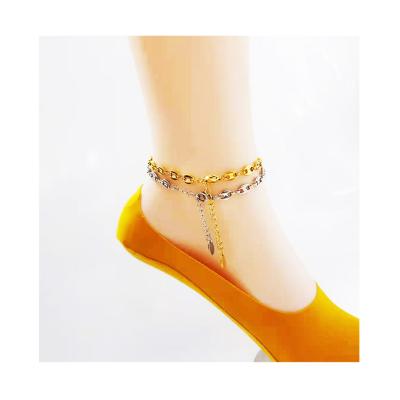 China 2021 hot punk 18K unisex charm stainless steel personalized anklet chain gold plated for sale