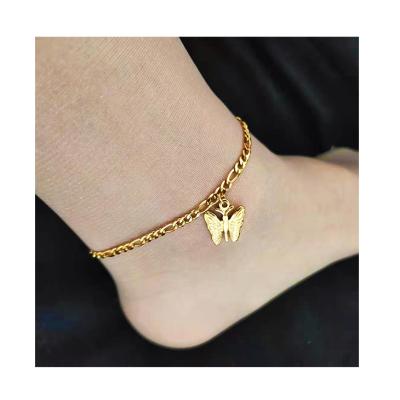 China FASHIONABLE Hot Sale Personalized Letter Ankle Chain Temperament Gold Butterfly Multilayer Anklet For Women for sale