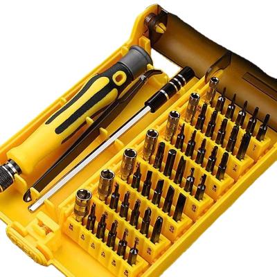 China Silver Household Tool Kit 6089 Screwdriver Bit Extension Rod For Socket Tweezer DIY Repair Tool Kit Mini 45 In 1 Folder Screwdriver Set for sale