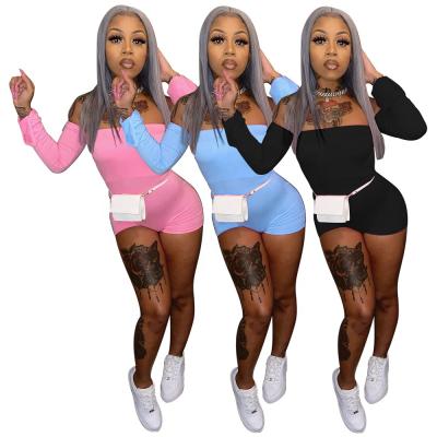 China 2021 Summer New Arrivals QUICK DRY Long Sleeve Romper Off Shoulder Jumpsuit Rompers Womens Spring One Piece Short Overalls Women for sale