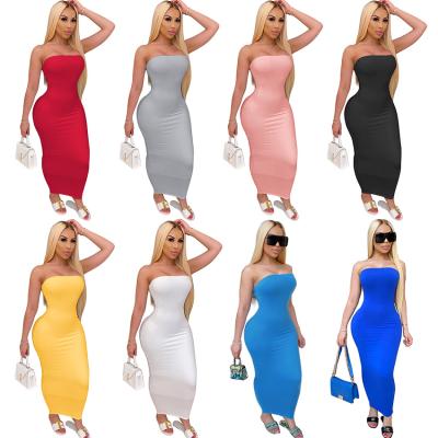 China Anti-Wrinkle 2021 Plus Women Solid Max Bodycon Casual Backless Dresses Women's Clothing Vendor Size Dress for sale